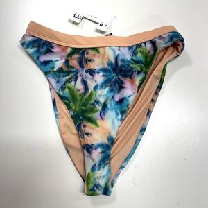 Dippin’ Daisy’s Tropical Print High Rise Bikini Bottoms New With Tags Size Large